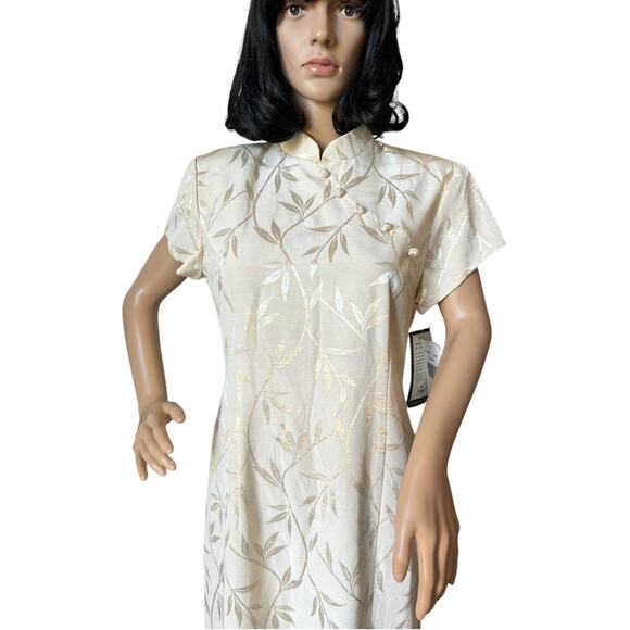 NWT Vintage ivory Brocade Cheongsam Dress from J.R. Nites by Caliente Size 10 P - Picture 5 of 17